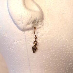 Gold Toned Oak Leaf Drop Hook Earrings